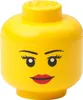 A yellow LEGO storage head with a female face printed on it. Produktbild-Vorschau