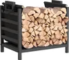 A black metal firewood rack filled with split logs. Náhľad obrázku produktu