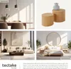 A collage showcasing different room settings with decorative side tables. Produktbild-Vorschau