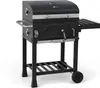 A black charcoal grill with silver accents on a white background. Podgląd zdjęcia produktu
