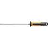 A sharpening steel with an orange and black handle against a white background. Voir les images du produit
