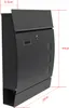A black mailbox with dimensions indicated by red lines and measurements. Produktbild-Vorschau