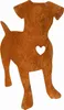 A rusty metal silhouette of a Jack Russell Terrier with a heart cut out of its chest, set against a white background. Produktbild-Vorschau