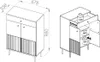 Technical drawing of a cabinet with dimensions and an open view showing internal shelves and weights. Podgląd zdjęcia produktu