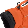 Close-up of the sleeve of an orange dog coat, showing the fleece lining and a drawstring. Produktbild-Vorschau