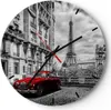Wanduhr - Rund - Glasuhr - Auto Eiffle Straße Gebäude - Produktbild-Vorschau 1
