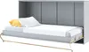 A wall bed in an open position, with a mattress, pillows, and bedding. Náhled obrázku produktu