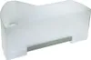 A clear plastic drawer or container, possibly for a refrigerator, with a gray metal accent piece on the front. Produktbild-Vorschau