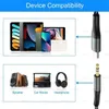 The image shows compatibility of a USB-C to 3.5mm audio adapter with various devices, including tablets, smartphones, speakers, car stereos, and headphones. Produktbild-Vorschau