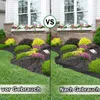 A split image showing a garden bed before and after installing black metal edging. Produktbild-Vorschau