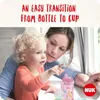 A mother and child are looking out a window, with a baby cup on the table. Produktbild-Vorschau