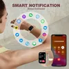 A person wearing a smartwatch, with icons of various apps surrounding it, and a smartphone displaying an incoming call. Produktbild-Vorschau