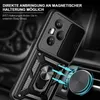 A close-up of a rugged black phone case with a ring holder, attached to a magnetic car mount. Produktbild-Vorschau