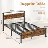 A bed frame with dimensions and weight capacity indicated. Produktbild-Vorschau