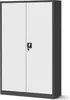 A metal storage cabinet with two doors and a lock. Voir les images du produit