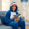 Onesie kigurumi pyžamový kostým pro dospělé žralok tmavě Náhled obrázku produktu 8