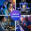 A collage of four images showing people using gaming chairs in different settings, with a central overlay text. Produktbild-Vorschau