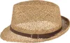 Fiebig luftiger Strohhut Seegras  Stroh Trilby  mit Kunstleder-Garnitur in beige Anteprima dell’immagine prodotto