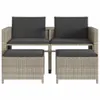 vidaXL Gartensofa 2-Sitzer mit Tisch und Hockern Hellgrau Produktbild-Vorschau 4