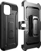 A black phone case and holster are displayed against a white background. Produktbild-Vorschau
