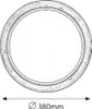 A technical drawing of a round ceiling light with a diameter measurement. Produktbild-Vorschau