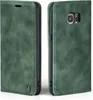 A green flip cover phone case for a Samsung Galaxy S7 edge is shown from two angles. Produktbild-Vorschau