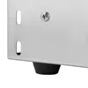 A close-up view of the bottom corner of a stainless steel appliance, showing a rubber foot and mounting holes. Podgląd zdjęcia produktu