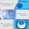 A collage of three images showing different aspects of a mini washing machine, with instructional text and diagrams. Produktbild-Vorschau