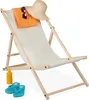 Relaxdays Liegestuhl Holz, Holz Strandliege mit Stoffbezug, Produktbild-Vorschau 1