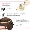 An image illustrating the features and application of hair extensions, with text and diagrams. Produktbild-Vorschau