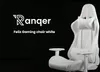 A white gaming chair is shown against a black background with the brand logo and product name displayed. Produktbild-Vorschau