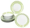 12dílný jídelní servis Split green stripes porcelánový Náhled obrázku produktu 1