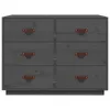 Sideboard Grau 100x40x75 cm Massivholz Kiefer Produktbild-Vorschau 4