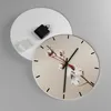 Wanduhr - Rund - Glasuhr - Baumwolle Zweig Boho - 30x30cm - Produktbild-Vorschau 2