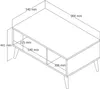 A line drawing diagram of a coffee table with dimensions indicated. Náhled obrázku produktu