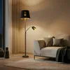 Lindby Stehlampe Efalia, schwarz/gold, Textil, Leselicht Produktbild-Vorschau 2