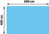 A diagram showing a rectangular blue pool cover with dimensions indicated. Produktbild-Vorschau