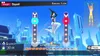 A video game interface showing a character performing a squat exercise in a futuristic city. Produktbild-Vorschau