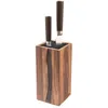A wooden knife block with two knives inserted. Produktbild-Vorschau