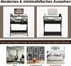 A collage of images showing a black desk in different settings, including an office, a study, and a bedroom. Produktbild-Vorschau