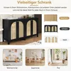A collage of images showcasing a sideboard in different settings and colors, along with descriptive text. Podgląd zdjęcia produktu
