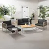 home24 Loungehocker - Webstoff / Teak Massiv Produktbild-Vorschau 2