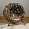 Maison pour chat PawHut en rotin avec coussin, niche pour Voir les images du produit 10