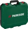 A closed green tool case with the brand name "PARKSIDE" printed on it. Produktbild-Vorschau