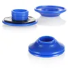 Three blue plastic grommets with black rubber seals are displayed against a white background. Produktbild-Vorschau