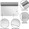 A close-up view of a stainless steel dough scraper with callouts highlighting its features. Produktbild-Vorschau