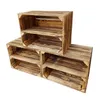 3er Vintage Holzkisten Geflammte mit Regalbrett - 40x30x24 Produktbild-Vorschau 1