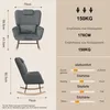 Kreslo na hojdanie s podnožkou, sivé, ergonomická hojdacia Náhľad obrázku produktu 6