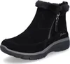 A black Skechers boot with fur trim and a side zipper, shown from a side-angle on a white background. Produktbild-Vorschau