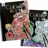 Two spiral-bound coloring books with intricate floral and peacock designs are shown side-by-side on a white background. Pencils are placed on the front of the books. Produktbild-Vorschau